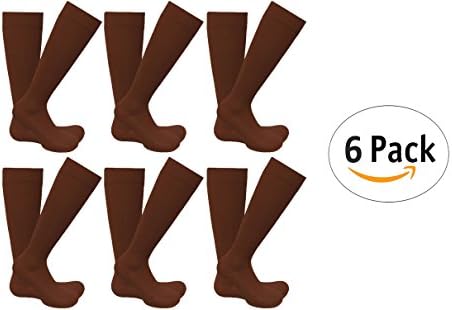 Unisex All-Day Comfort 6-Pack Compression Socks (L/XL, Brown)