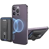 zhuja Magnetic Phone Wallet Stand, Strong Cellular Card Holder for iPhone 17/16/15/14/13/12 Series, Vegan Leather Magnetic Cell Black Wallet