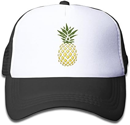 Fashiontyful Girls' Gold Pineapple Baseball Cap Mesh Snapback Trucker Hat for Kid Black