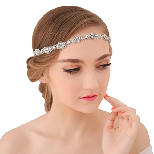 BLUETOP Wedding Headband for Bridal Headpiece Jewelry Handmade Crystal Rhinestone Vintage Beads Satin Ribbon Women Hair Band Accessories
