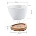 T4U Small White Succulent Planter Pots with Bamboo Tray Traiangle Set of 2, Geometric Cactus Plant Holder Container for Home Office Table Desk Decoration Gift for Mom Aunt Sister Daughter Gardener