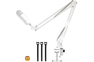 For Blue Yeti X Boom Arm, YUZUHOME Heavy Duty Adjustable Blue Yeti Nano Microphone Stand with 3/8"to 5/8" Screw Adapter,Compatible with blue yeti Mic, White