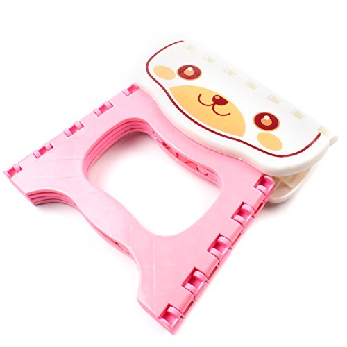 Non Slip Folding Step Stool for Kids and Adults with Handle, Holds up to 250 LBS (Pink)