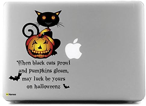 Macbook Air Cover, Hamee Halloween Theme- Cat Pumpkins Quotes - Slim Fit Shell Case for Apple Macbook Air 13 (Clear)