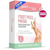 Soft Touch Foot Peel Mask, Exfoliating Callus Remover (2 Pairs Per Box) Cracked Heels, Dead Skin Treatment for Baby Soft Feet