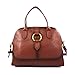 FRYE Ring Dome Satchel Handbag With Sling, Cognac Brown Leather, Medium