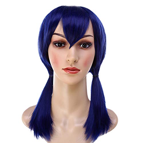 Anime Cosplay Wig Straight Hair Shoulder Length Purple Curly Wavy Hairs Wigs for Halloween Christmas Carnival Party Dress Up (Purple)