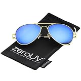 zeroUV - Classic Metal Frame Spring Hinges Color Mirror Lens Aviator Sunglasses 56mm
