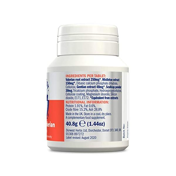 Dorwest-Herbs-Scullcap-Valerian-Tablets-100-tablets Dorwest Herbs Scullcap & Valerian Calming Tablets for Dogs and Cats, 100 Tablets, Natural Dog Calming Supplements for…