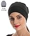 Slap Night Cap Sleep Hat - Black Women Organic Bamboo Cotton Satin Silk Satun fleece lined Bonnet Slouchy Summer Scarf Hair Cover Beanie For Women Men Lady Lightweight Light Thin Jersey Chemo