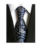 MINDENG Gold Blue Mens Floral Paisley Ties Silk Jacquard Woven Suits Tie Necktie