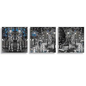 3 Panel Abstract Blue Forest Pictures Home Wall...