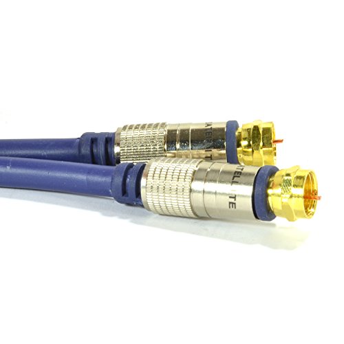 Kenable Pure RG6 HD Satellite/Cable TV F Type Connector Plug to Plug Gold 1m (~3 feet)