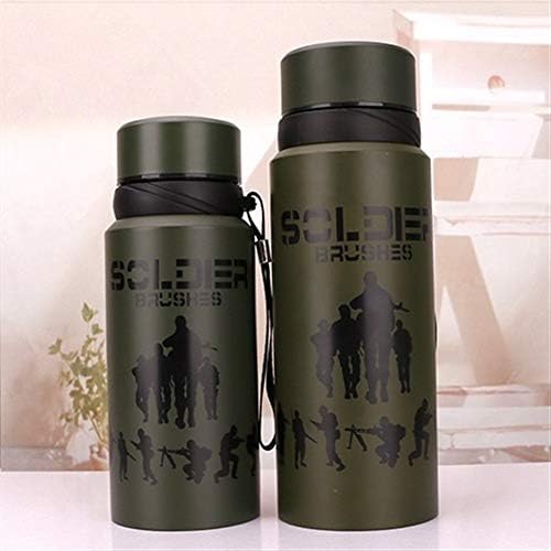 Thermos Cup travel mugs flask 600/750ml Thermos Stainless Steel Vacuum Flask Creative Camouflage Thermos Coffee Mug Big Capacity Outdoor Travel Thermal Bottle (Capacity : 600ml, Color : Green D)