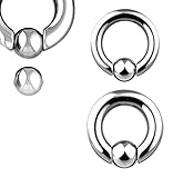 PAIR of Spring-Loaded Captive Bead Rings 8g,6g,4g,4g,2g,0g,00g Easy Pop Out (Gauge 2g - Diameter 1/2