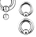 PAIR of Spring-Loaded Captive Bead Rings 8g,6g,4g,4g,2g,0g,00g Easy Pop Out (Gauge 8g - Diameter 1/2