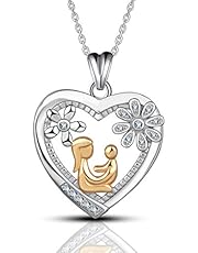 AEONSLOVE Geschenk für Mama, 925 Sterling Silber Mama Ich Liebe Dich Anhänger Halskette, Schmuck for Mutter Tante Großmutter mit 46 cm Rolo Kette