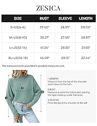 ZESICA Women's 2024 Fall Turtleneck Batwing Long