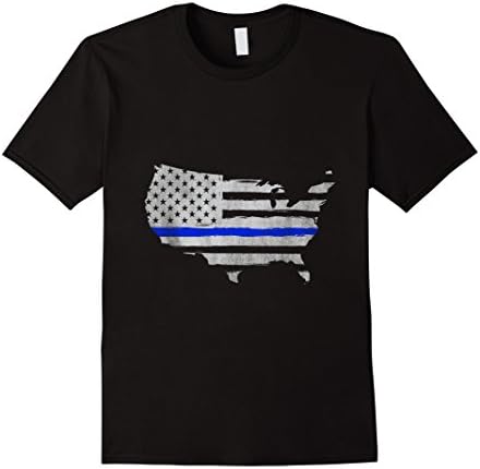 Mens  police thin blue line USA map t shirt XL Black