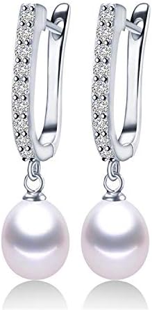 925 Sterling Silver Drop Earrings Women 8-9Mm Natural Freshwater Pearl Jewelry Top Quali