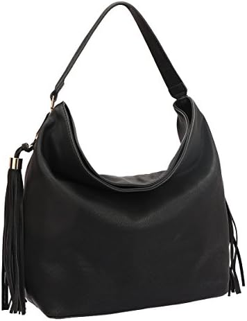 Dasein Fringe Studded Faux Leather Soft Hobo Shoulder Bag Purse for Women