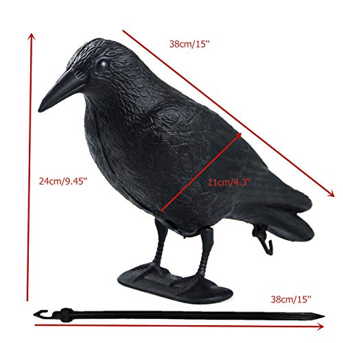 GUGULUZA Crow Decoys Full Body Plastic Crow Decoy for Hunting, Black