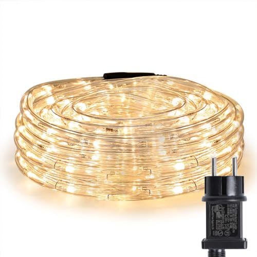 LE 10m LED Rope Light, 240 LED Rope Light IP44 Waterproof, Light Chain Power Supply with EU Plug for Indoor and Outdoor Party Decoration, Warm White Rope Light