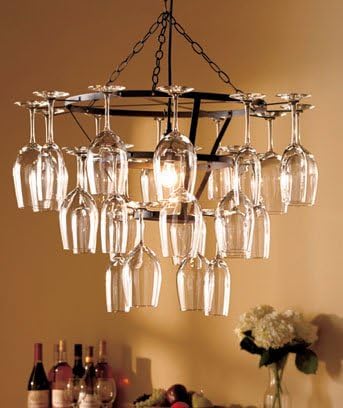 HANGING 25 WINE GLASS CHANDELIER - This 