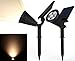 Solar Spotlights, Kiwii Warm Light 2-in-1 Adjustable 4 LED Wall / Landscape Solar Lights with Automatic On/Off Sensor, 2 Pack