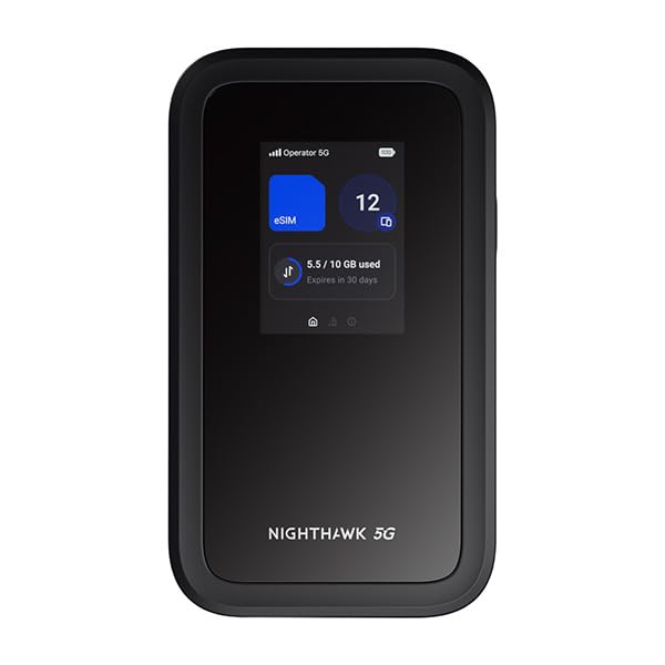 NETGEAR Nighthawk 5G Mobile Hotspot M7 | eSIM or SIM | Portable WiFi 7 Router for Travel in 140+ Countries | 32 Devices | Unlocked 5G/4G LTE | 3.6Gbps Speed | AT&T, T-Mobile, Verizon (MH7150)