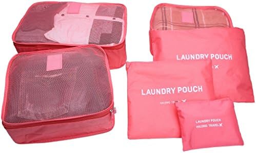 Super Compression Packing Cubes 6pcs Value Set for Travel Organizers-Waterproof Laundry Bag-Fine Mesh Luggage Organizer Bags Xiguahong