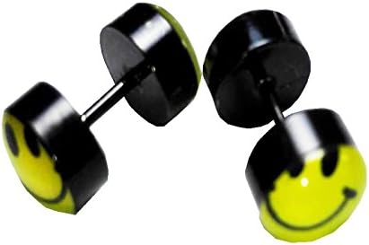 Lannaly, Fancy Smile Earing Screw Stud Earrings for Men Women Steel Cheater Fake Ear Plugs Gauges Illusion Tunnel ...