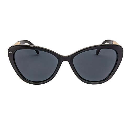 PRIVÉ REVAUX ICON Collection “The Hepburn” Handcrafted Designer Polarized Retro Cat-Eye Sunglasses (Black)