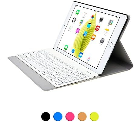 iPad Air 2 keyboard case, COOPER AURORA FOLIO 7 Backlight Color Bluetooth Wireless Rechargeable Detachable Backlit Keyboard Carrying Case Cover Folio with Stand for Apple iPad Air 2 (Yellow)