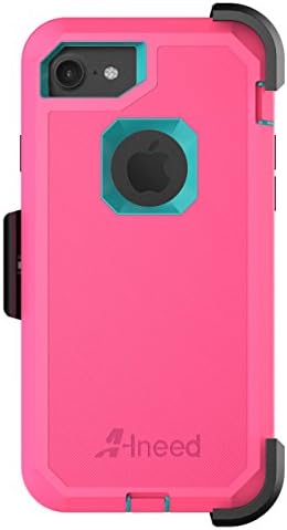 Iphone 8 Case,IPhone 7 Case,Heavy Duty Drop Protection Tough Rugged Hybrid Hard Shell Cover Case with Belt clip Screen Protector for iPhone 7 [4.7 inch](Pink / Sky Blue)