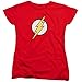 PopFunk Classic Flash Lightning Bolt Logo Womens Premium Cotton Short Sleeve Graphic T-Shirt & Stickers (Small) Red