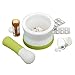 Porcelain Mortar and Pestle Set for crushing pills in chemistry or kitchen. 4.5 inch diameter. Small, unpolished ceramic and non-slip. (Green Olive)