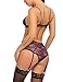 Avidlove Women Lingerie Set with Garter Belts High Waisted Lace Teddy Strap Bodysuit Babydoll Purple