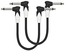 Kirlin LightGear LG2-203-6''/BK - 6 Inch -Guitar Patch Cable with Right Angle Ends, Black PVC Jacket, 2 Pieces/Pack
