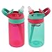 Contigo Kids Autospout Gizmo Water Bottles, 14oz (Cherry Blossom/Persian Green) - 2 Pack