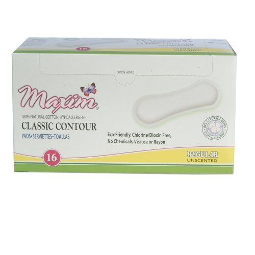 Maxim Hygiene Products Natural Cotton Classic Contour Sanitary Pads Regular -- 16 Pads