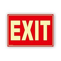 Malkan Signs Glow-in-The-Dark Exit Sign - Photoluminescent PVC 12x7 Inches. Non-Fade Colors/Durable, UV Protected, Easy Mount with 2-Sided Tape, Waterproof