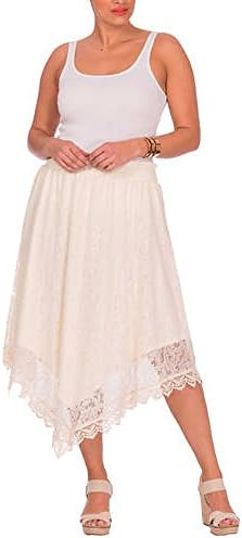 Plus Moda Women's Plus Size Smocked Waist Lace Skirt (Plus 2X, Cream)