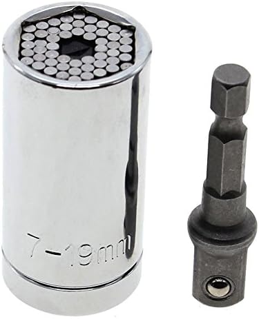 Xelparuc 7-19MM Wrench Power Drill Adapter Set Universal Multi-Function Socket Gator Magical Grip Ratchet - Professional Disassembly and Installation Tools - Sliver