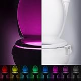 KOBWA Sensor Motion Activated Toilet Night Light Two Modes with 8 Color Changing Battery Operated Bathroom LED Nightlight