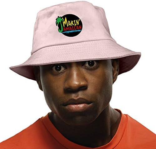 Makin Jamaican Logo Flat Top Bucket Sun Hat Fishing Hat for Unisex Adults Boys Girls