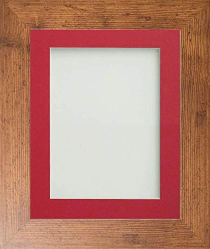 Frame Company Watson Range Rustic 16x12 inch Picture Photo Frame with Red Mount for Image 14x10 inch *Choice of Sizes* Fitted with Real Glass — image 1