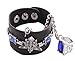 NuoYa Punk Cosplay anime Kuroshitsuji Fashion eagle mark bracelet Sapphire Ring Charms HOT black Black, 8.7inches