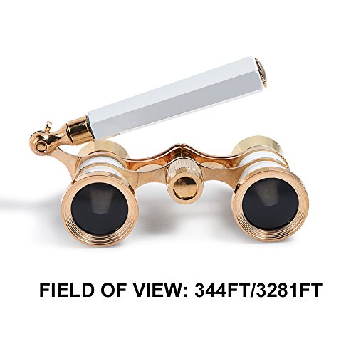 Uarter Opera Glasses Theater Vintage Binoculars with Handle Silver with