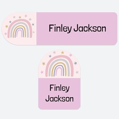 Dotty about Paper 50 x No Iron Personalised Waterproof Name Labels Boho Rainbow